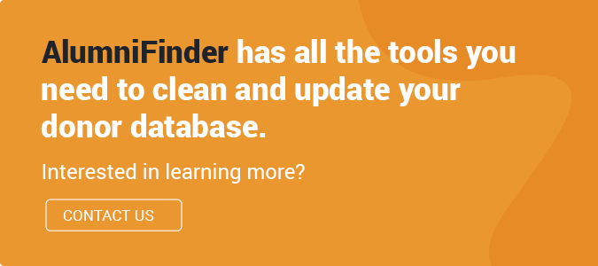  AlumniFinder has all the tools you need to clean and update your donor database. Interested in learning more? Click the link to contact us. 